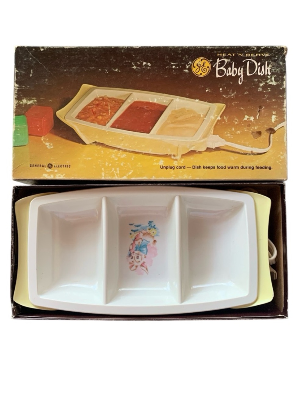GE Baby Dish Vintage Heat 'n Serve Baby‎ Dish 3 Section Dish
